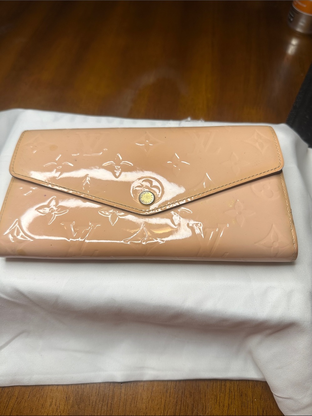 Louis Vuitton Peach Patent Vernis Envelope Wallet